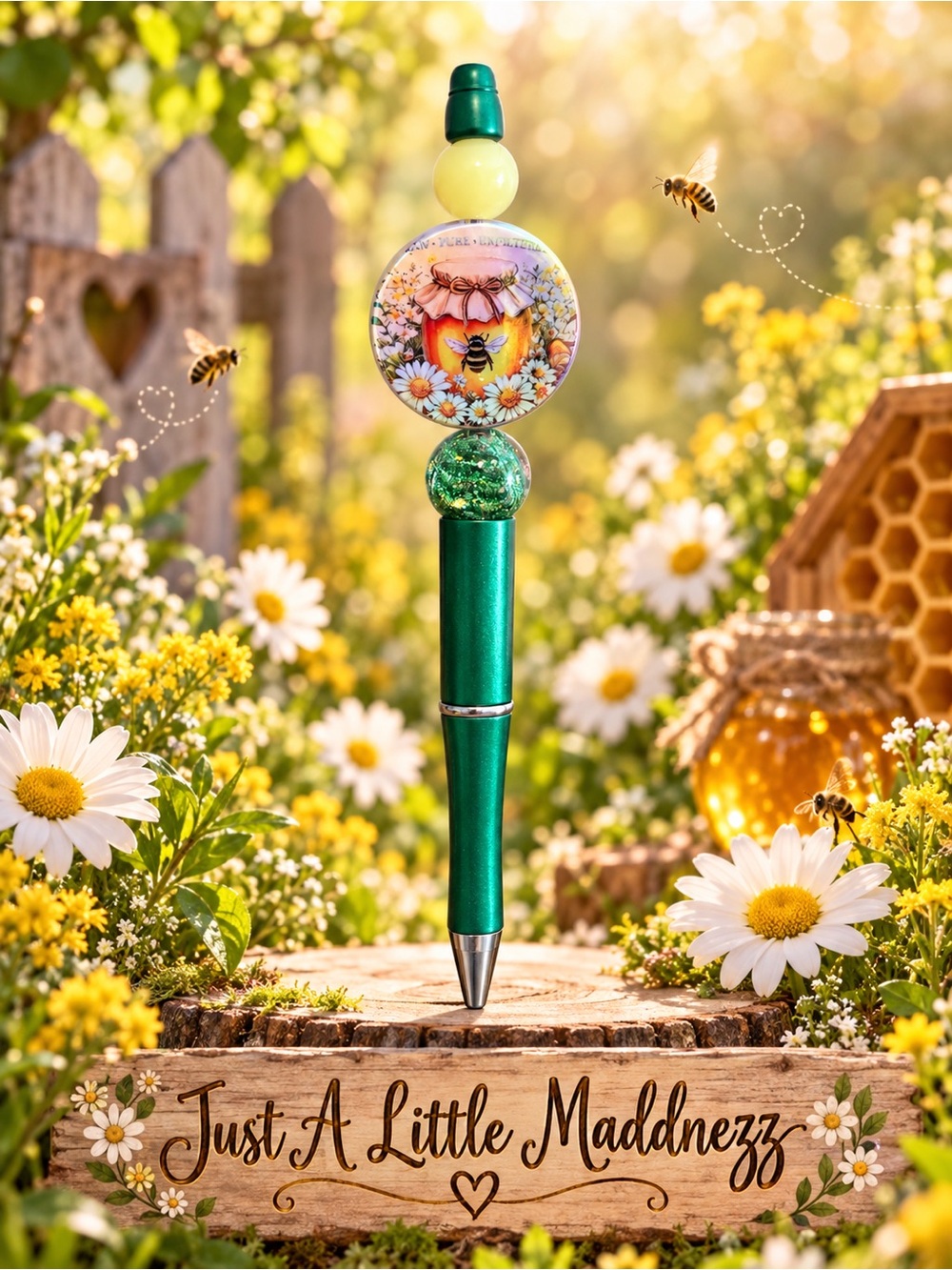 Green Bee-Themed Ballpoint Pen